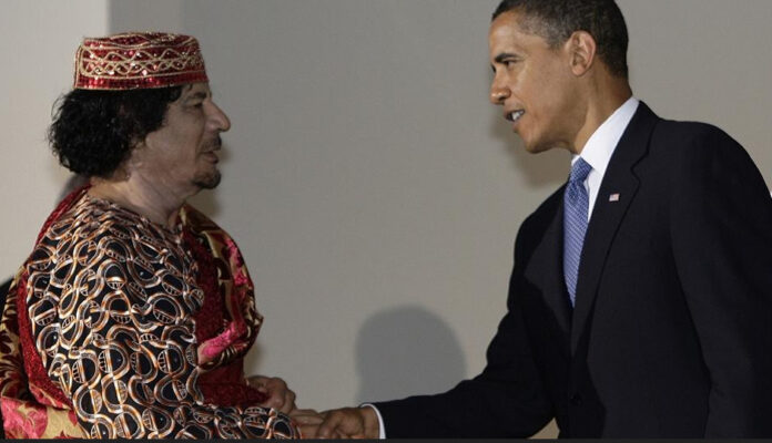 Obama and Gadaffi